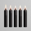 Decorative black brown aroma candle vector set