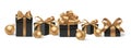 DEcorative black gift boxes and golden balls Royalty Free Stock Photo