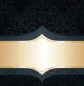 Decorative black & gold floral wallpaper background design in vintage style Royalty Free Stock Photo