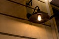Decorative black iron lantern in loft style with edison bulb. Royalty Free Stock Photo