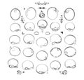 Decorative black oval, round frames and vignette set. Part 3 Royalty Free Stock Photo