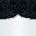 Decorative black silver floral luxury wallpaper background design in vintage style Royalty Free Stock Photo