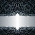 Decorative black & silver floral luxury wallpaper background with trendy design Royalty Free Stock Photo