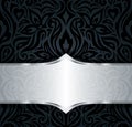Decorative Black & Silver Floral Vintage Luxury Wallpaper Pattern Background