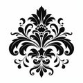 Bold Stencil Black Floral Ornament Vector Art On White Background