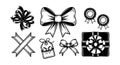 Decorative black and white ribbon and bow vector set with gift tag and rosette elements Royalty Free Stock Photo