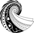 Decorative black-white vector isolated shell illustration with a pattern.