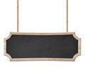 Decorative blackboard with bright wooden frame and oblong shape