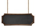 Decorative blackboard with dark wooden frame and oblong shape