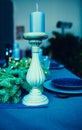 Decorative blue candle Royalty Free Stock Photo