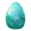 Decorative blue Easter bird egg. The illustration is made by hand, the texture of the watercolor paper is clearly visible. Royalty Free Stock Photo
