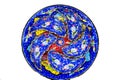 Decorative blue Oriental dish with an Asian pattern on white background Royalty Free Stock Photo
