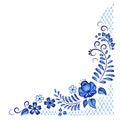 Decorative blue and white rooster.