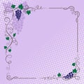 Decorative border with bunch of grapes, grape leaves, vines and swirls. Royalty Free Stock Photo