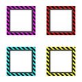 Decorative border frames. Diagonal stripes pattern. Abstract geometric backgrounds. Royalty Free Stock Photo
