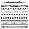 Decorative border patterns set. Tribal and geometric designs. Seamless ornamental strips. Vector illustration. EPS 10. Royalty Free Stock Photo