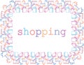 Decorative border from various colorful outlines shopping bags Royalty Free Stock Photo