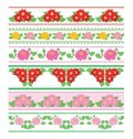 Decorative borders with flowers dahlia - vector seamless ornaments