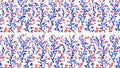 Ornamental Floral Pattern with Blue Vines and Orange Leaves on White Background Royalty Free Stock Photo
