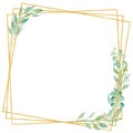 Decorative botanical square frame watercolour raster illustration Royalty Free Stock Photo