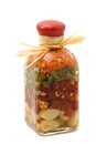 Decorative bottle with sealed colorful spices insi