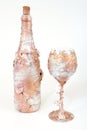 Decorative bottle of wine and wineglasse