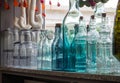 Decorative bottles on the shop display Royalty Free Stock Photo