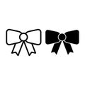 Decorative bow line and glyph icon. Ribbon bow vector illustration isolated on white. Festive bow outline style design