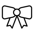 Decorative bow line icon. Ribbon bow vector illustration isolated on white. Festive bow outline style design, designed