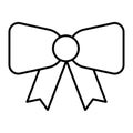 Decorative bow thin line icon. Ribbon bow vector illustration isolated on white. Festive bow outline style design