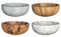 Decorative bowl set. Stone home decor and accents. Home decorative accessories. Isolated interior object. 3d rendering Royalty Free Stock Photo