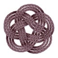 Decorative braided element of three strand cord.