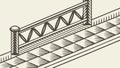 Decorative bridge railing structure utilizing strong, repetitive chevron supports, vector design Generative AI Royalty Free Stock Photo