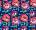 Decorative bright red floral seamless pattern