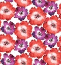 Decorative bright red floral seamless pattern