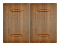 Decorative brown two wooden oak kitchen cabinet door Royalty Free Stock Photo