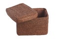 Decorative brown wicker basket with lid