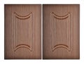 Decorative a brown wooden kitchen cabinet door Royalty Free Stock Photo