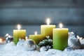 Decorative burning Christmas candles