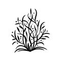 Decorative bush doodle style - flat illustration. Exclusive bush with hand drawn leaves. unique asymmetrical plant isolated on a