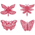 Decorative butterfly single clip art set. Vintage vector botanical flower icon group for eco beauty. Illustration of