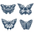 Decorative butterfly single clip art set. Vintage vector botanical flower icon group for eco beauty. Illustration of