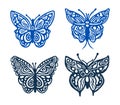 Decorative butterfly single clip art set. Vintage vector botanical flower icon group for eco beauty. Illustration of