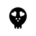 Decorative button design with skull and hearts for clothing. Vector template for making sewing hole buttons.