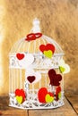 Decorative cage with handmade hearts