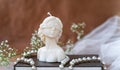 Decorative candle in form of woman bust. Soy candle handmade