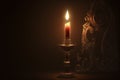 Decorative candle light dark romantic concept Royalty Free Stock Photo