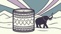 Decorative Candle in Patterned Jar with Elephant, vector design Generative AI Royalty Free Stock Photo