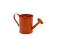 decorative candlestick small toy metal brown watering can with a candle isolated on white Royalty Free Stock Photo