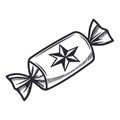 Decorative Candy Wrapper with Star Design in Vintage Style for Crafts and Illustrations Royalty Free Stock Photo